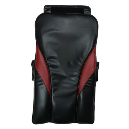 A smaller image of a flipped black and red back seat cover