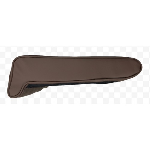 A smaller image of a flipped side view of the dark brown seat cover