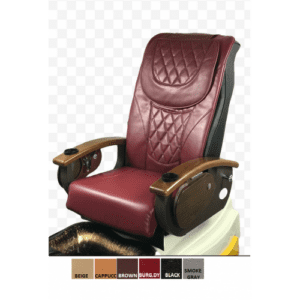 A burgundy pedicure chair