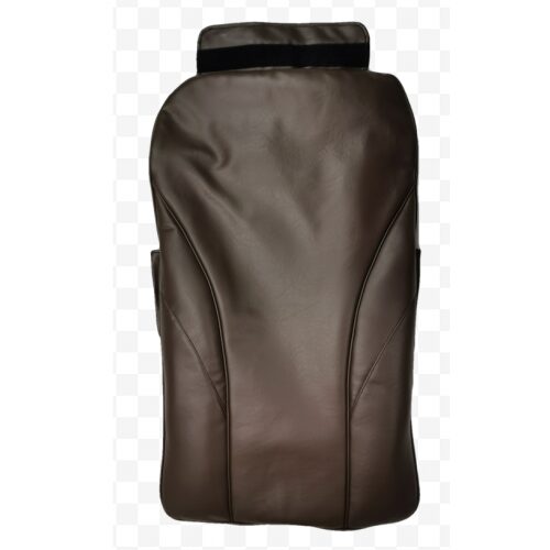 A back view of the brown seat cover