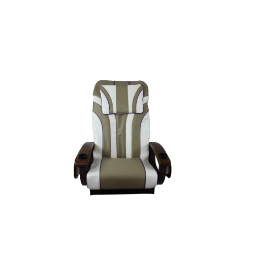 A khaki and white pedicure chair