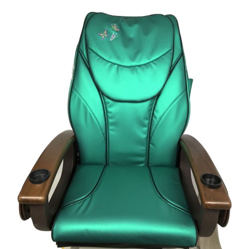 A teal cushion seat cover set