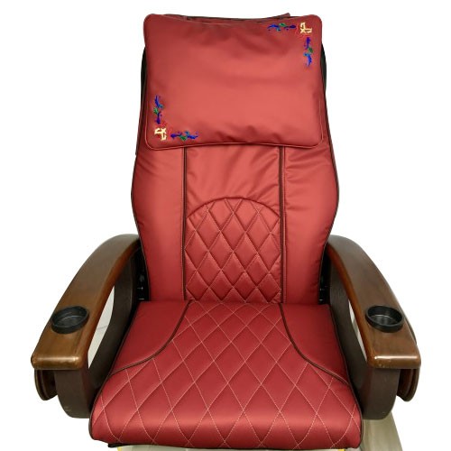 A red decorated pedicure chair
