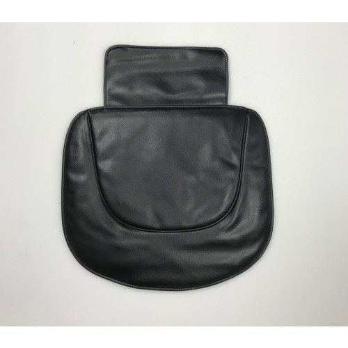 A flipped black seat cover bottom view