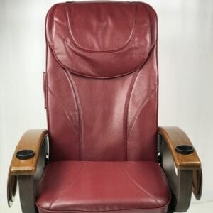 A burgundy seat cover cushion set