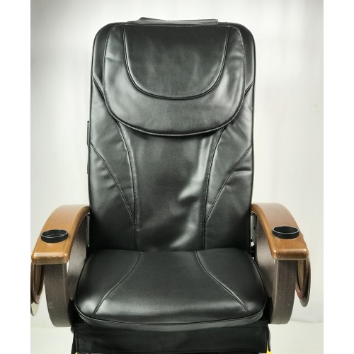 A leather variant of the black armchair