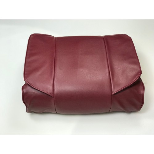 A folded red seat cover