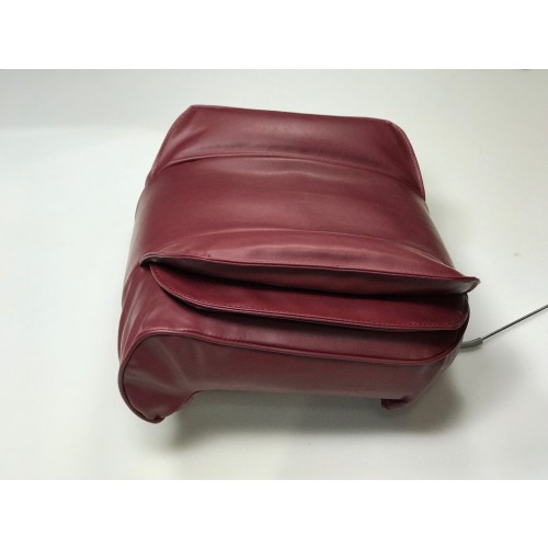 A side view of the red seat cover