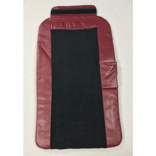 A flipped backside of the red seat cover