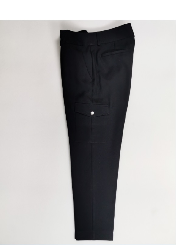 A side-folded black cargo pants